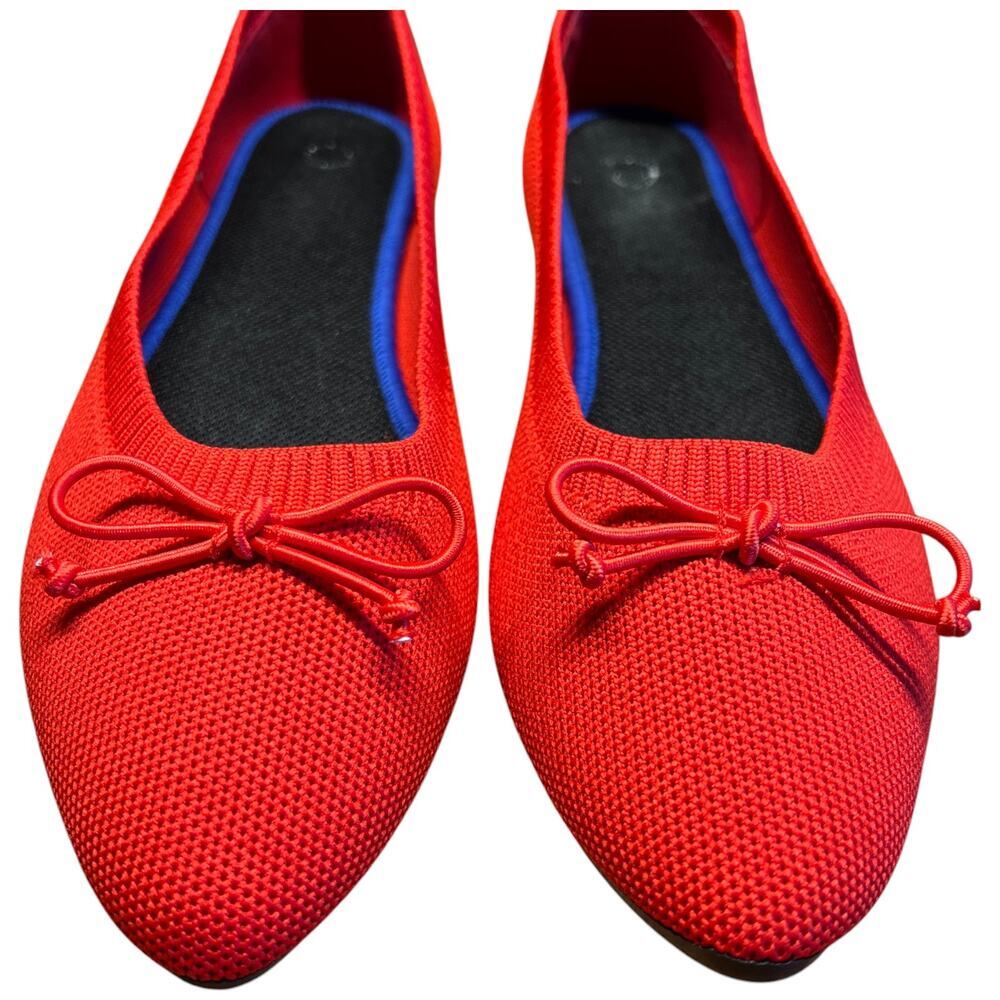 Shupua Women's Size 8 Red Ballet Flats Christmas Shoes Comfortable Knit - Picture 8 of 12